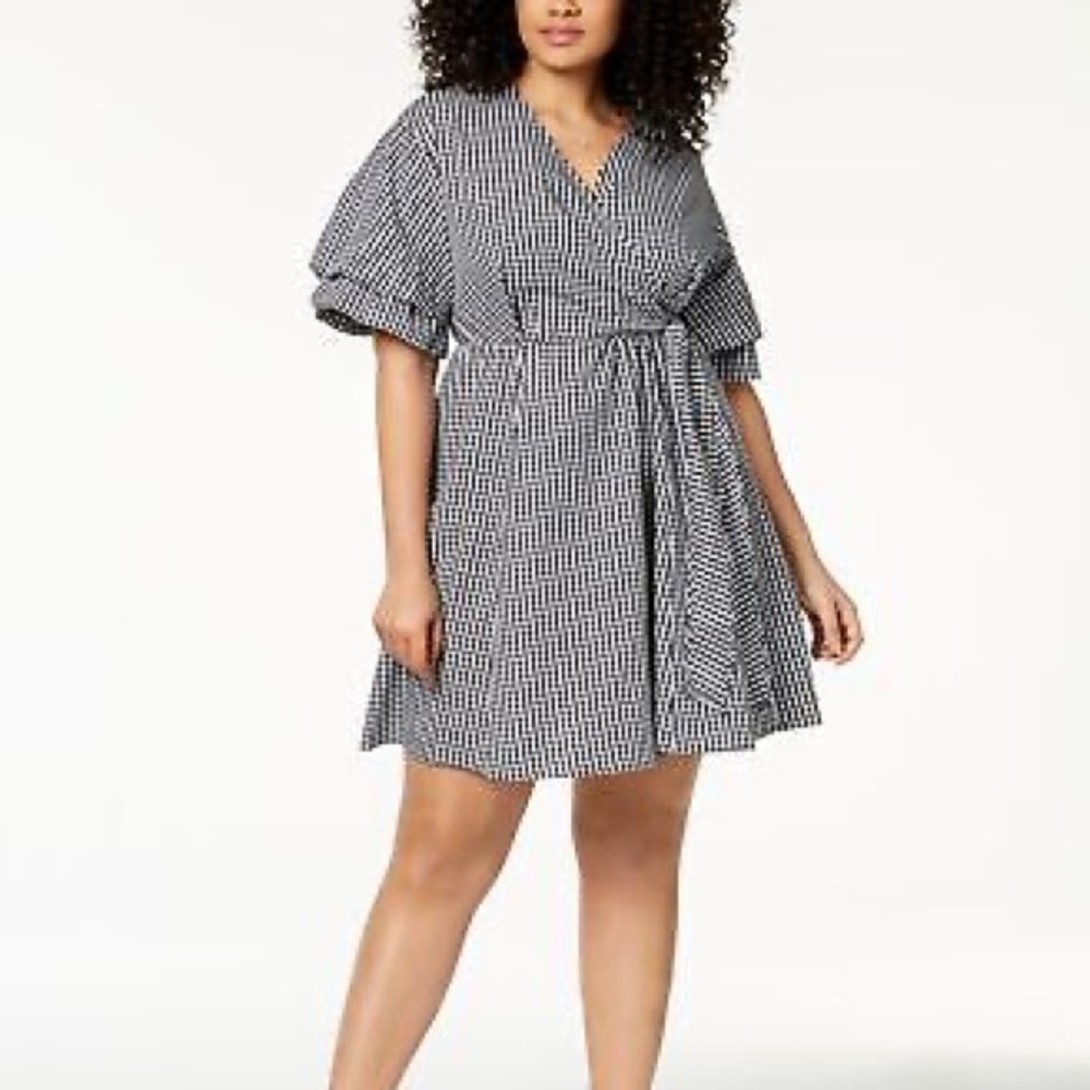 NY Collection Plus Size Cotton Gingham Wrap Dress – Size 2X